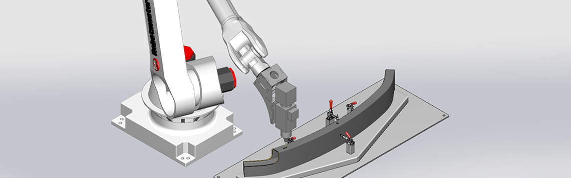 Example of material removal with robot