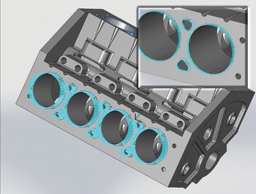 Engine block trajectory